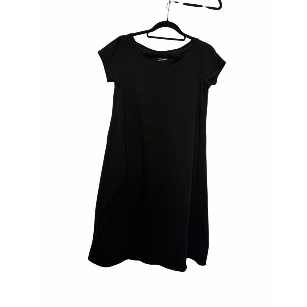 Eileen Fischer T Shirt Dress Black 90% Organic Cotton Basic Jersey Cap Small